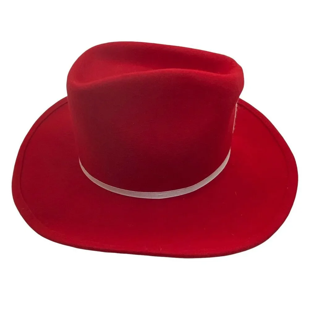 Cowgirl Hat Vintage Rockmount Ranchwear Womens Red Fitted Wide Brim Size 6 7/8 - Picture 4 of 16